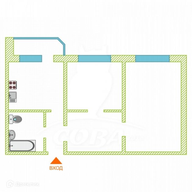 Продаётся 2-комнатная квартира, 56 м²