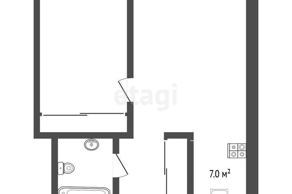 Продаётся 2-комнатная квартира, 42 м²