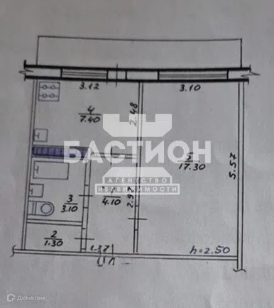 Продаётся 1-комнатная квартира, 35.1 м²