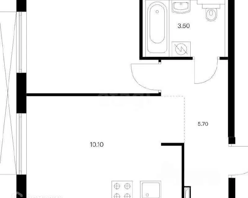 Продаётся 1-комнатная квартира, 33.4 м²