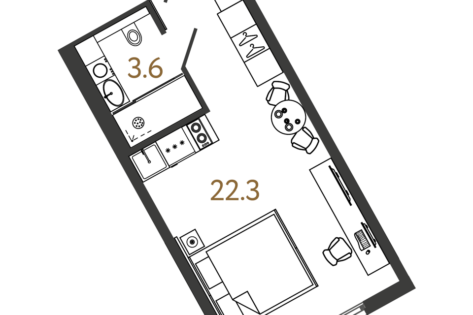 Продаётся студия, 25.9 м²