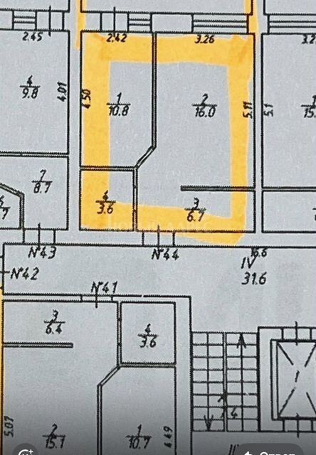 Продаётся 1-комнатная квартира, 44.5 м²