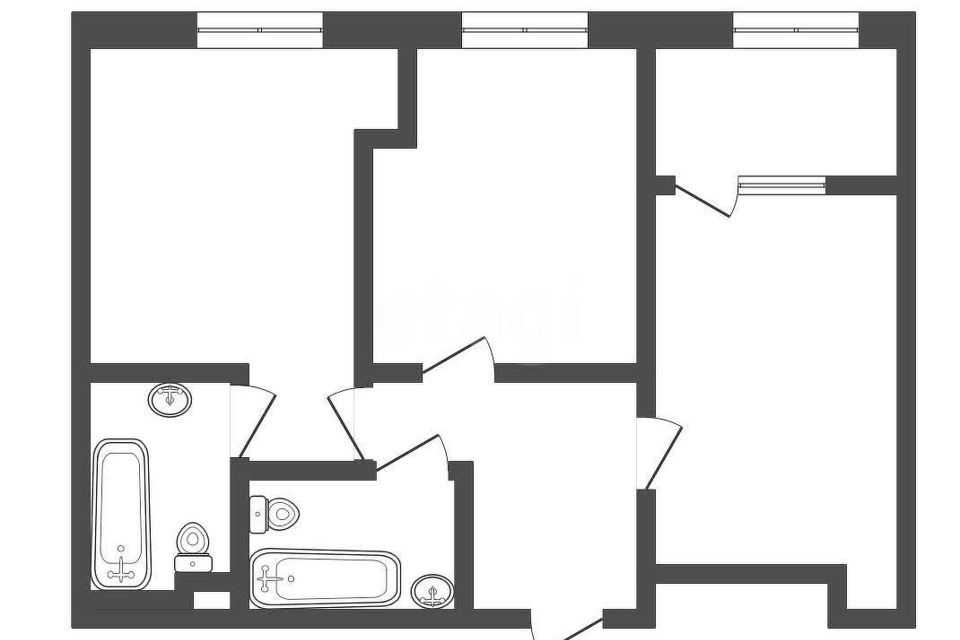 Продаётся 2-комнатная квартира, 61.2 м²