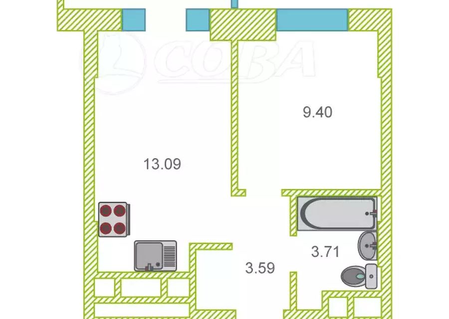 Продаётся 1-комнатная квартира, 33 м²