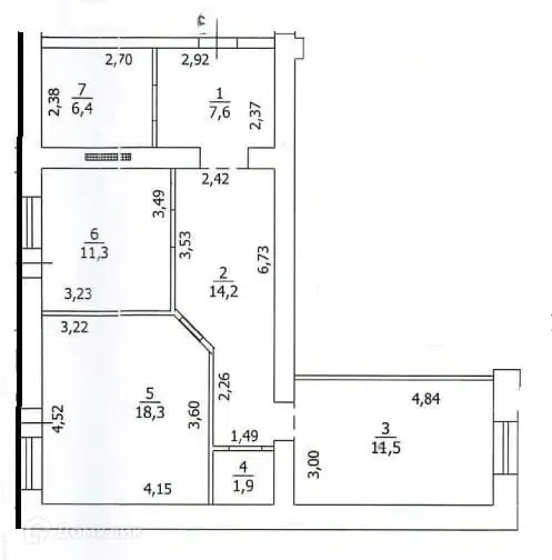 Продаётся 2-комнатная квартира, 78 м²