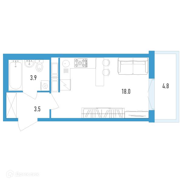 Продаётся студия, 26.8 м²