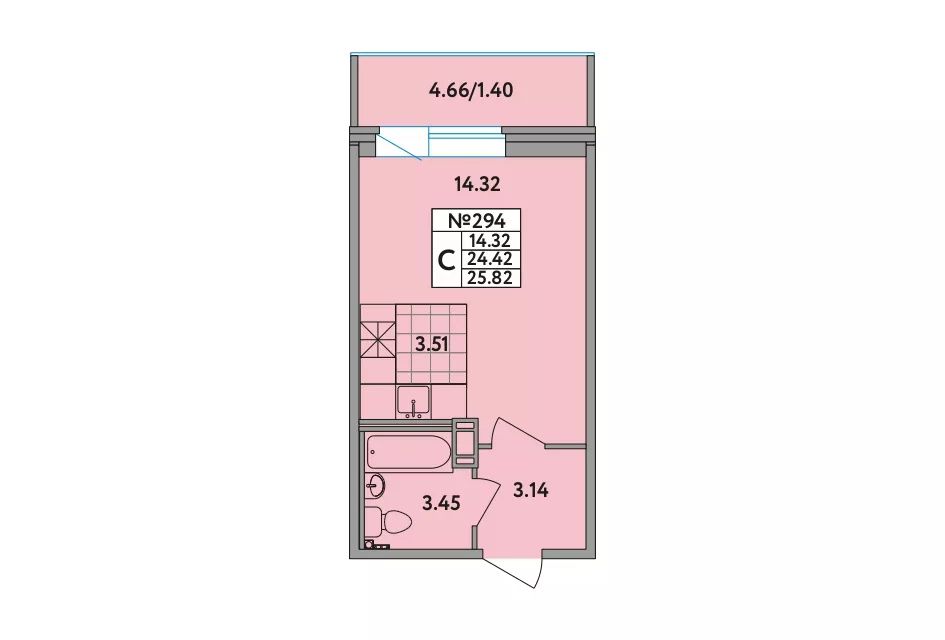 Продаётся студия, 25.7 м²