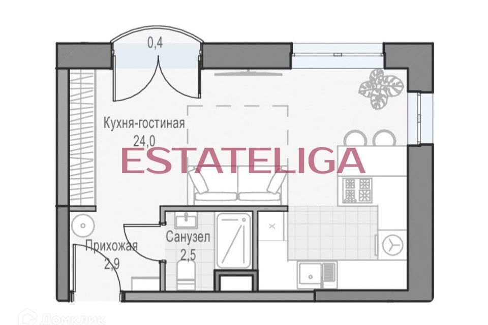Продаётся студия, 30 м²