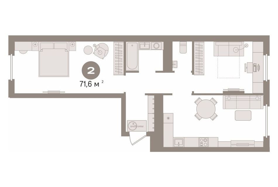 Продаётся 2-комнатная квартира, 71.6 м²
