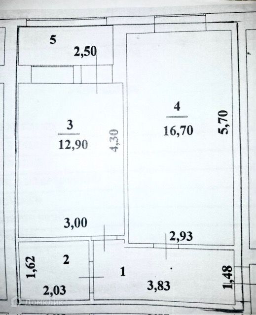 Продаётся 1-комнатная квартира, 38.4 м²