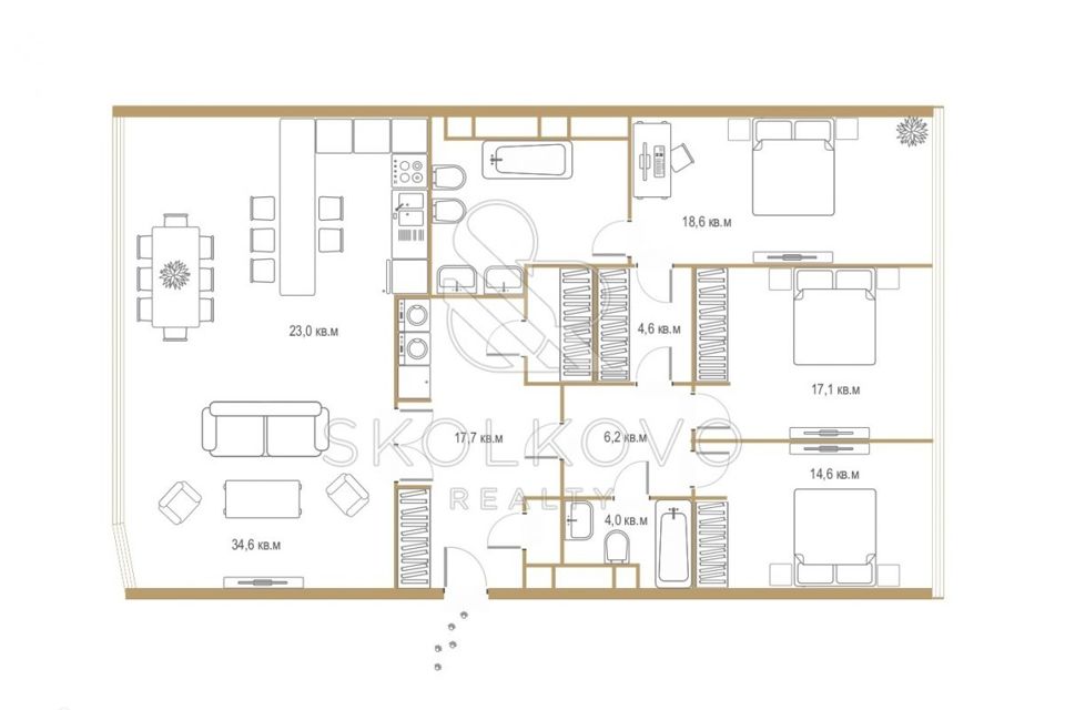 Продаётся 4-комнатная квартира, 158.01 м²