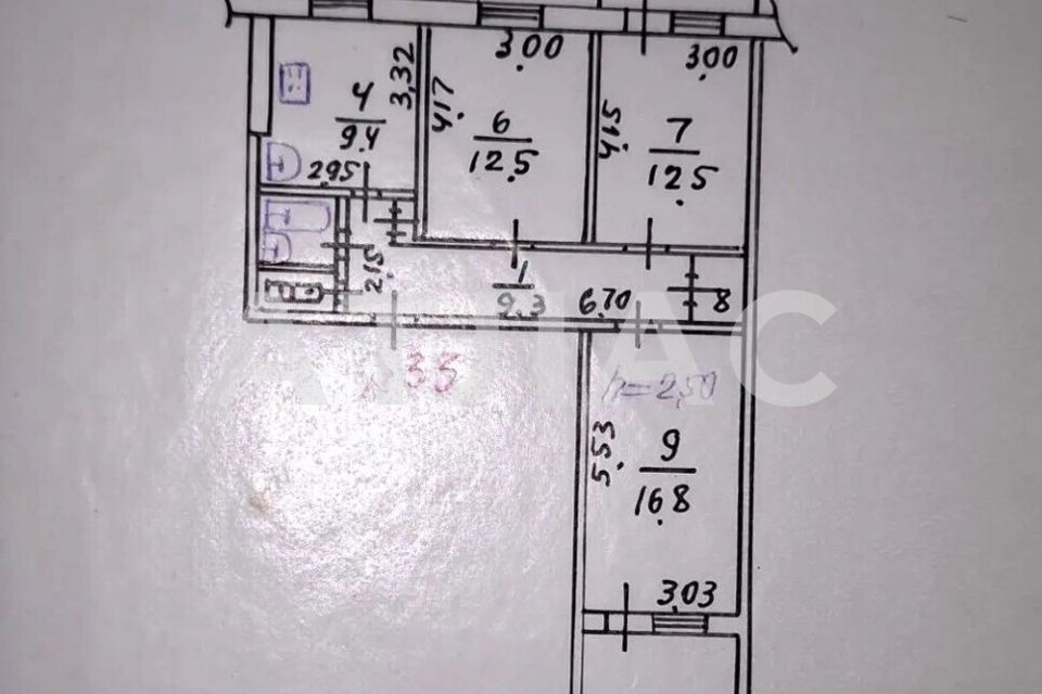 Продаётся 3-комнатная квартира, 65 м²