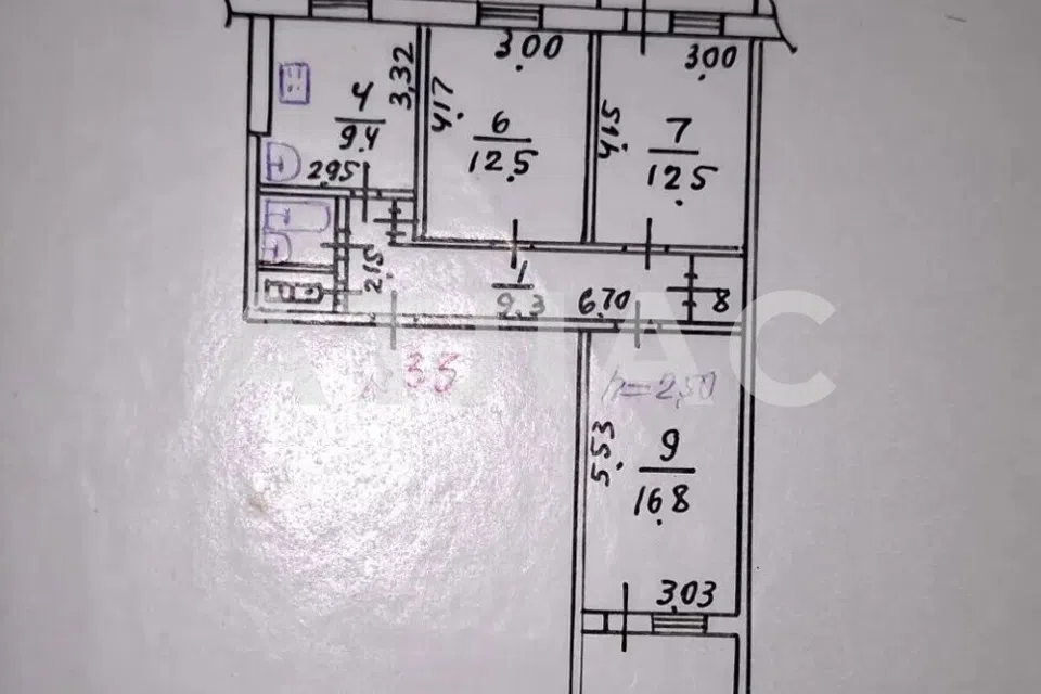 Продаётся 3-комнатная квартира, 65 м²