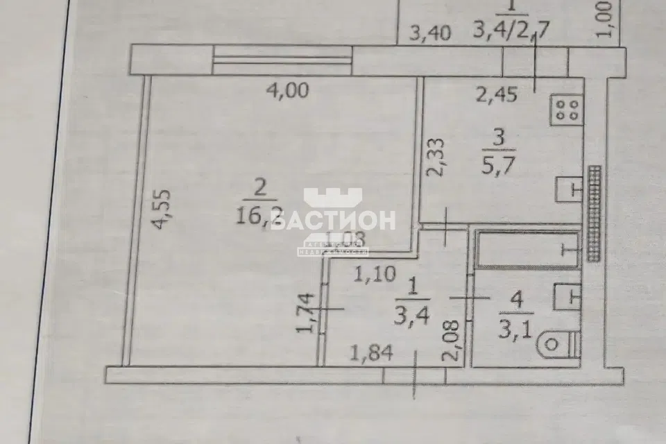 Продаётся 1-комнатная квартира, 31.1 м²