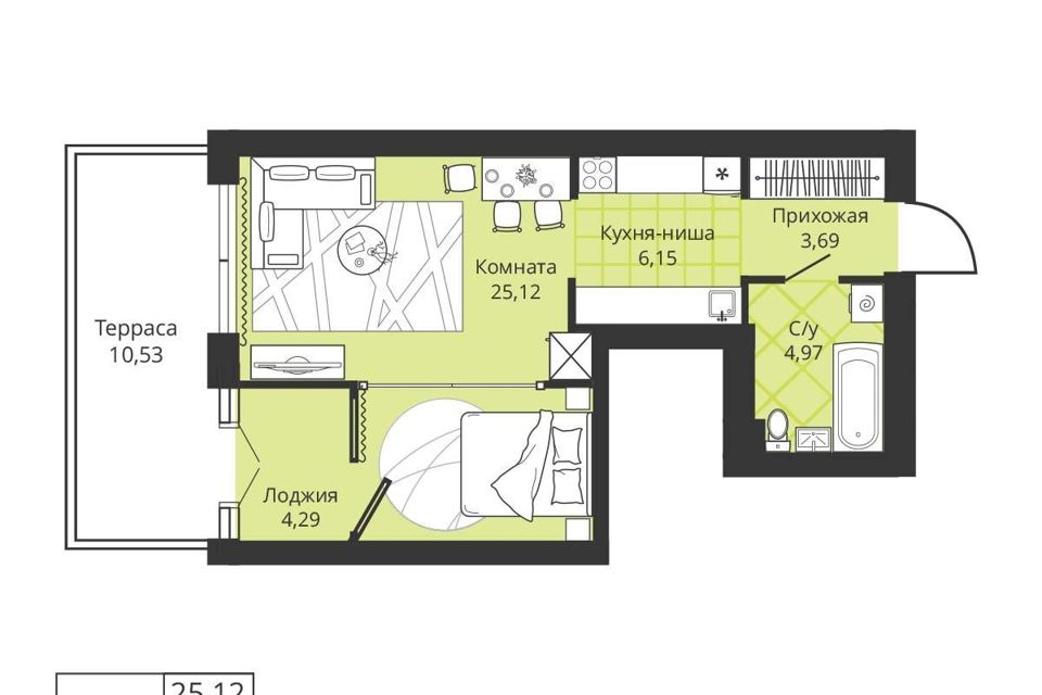 Продаётся студия, 39.93 м²