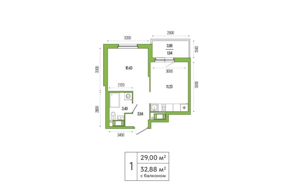 Продаётся 1-комнатная квартира, 30.4 м²