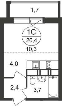 Продаётся студия, 20.4 м²