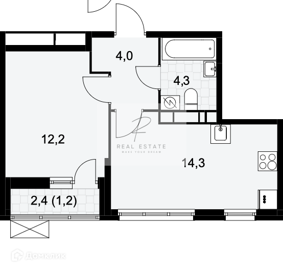 Продаётся 1-комнатная квартира, 36 м²