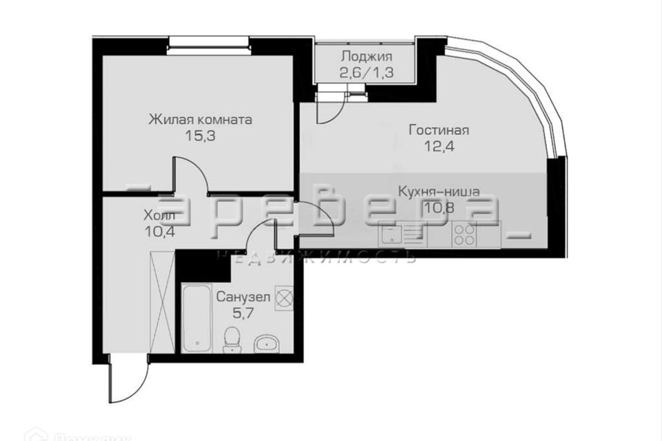 Продаётся 2-комнатная квартира, 54.6 м²