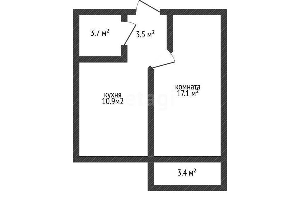 Продаётся 1-комнатная квартира, 34.9 м²
