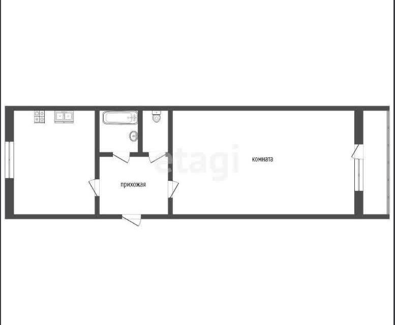 Продаётся 1-комнатная квартира, 38.2 м²