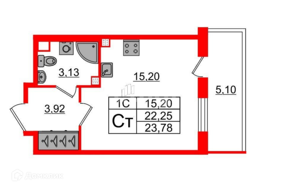 Продаётся студия, 22.25 м²