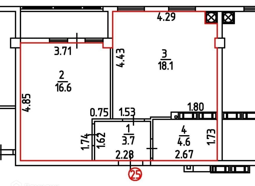 Продаётся 1-комнатная квартира, 45 м²