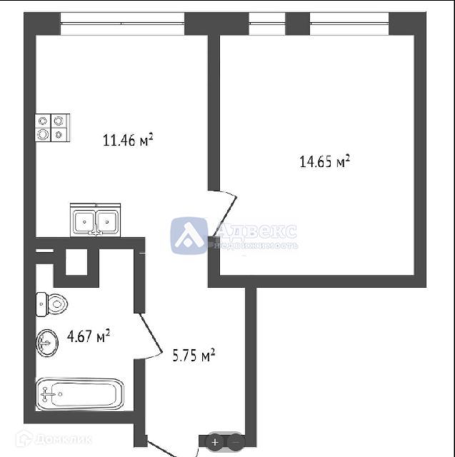 Продаётся 1-комнатная квартира, 36.5 м²