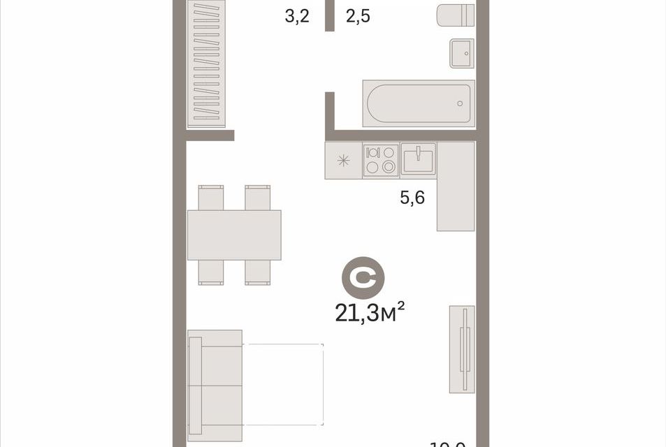 Продаётся студия, 21.3 м²