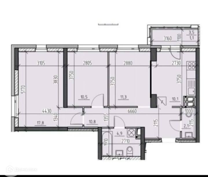 Продаётся 3-комнатная квартира, 67.3 м²