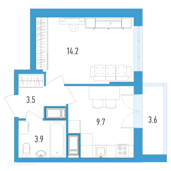 Продаётся 1-комнатная квартира, 33.1 м²