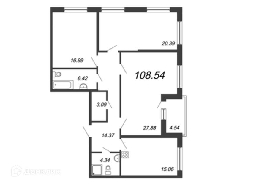 Продаётся 3-комнатная квартира, 106.3 м²