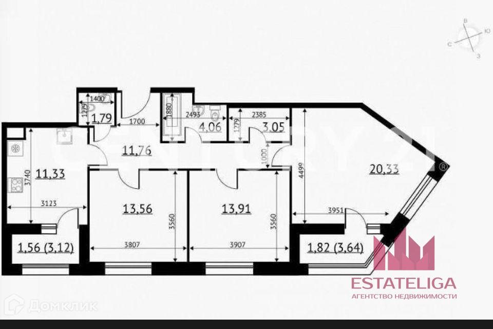 Продаётся 3-комнатная квартира, 79.4 м²