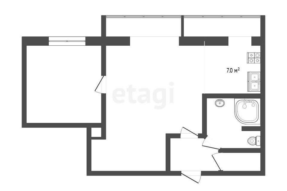 Продаётся 1-комнатная квартира, 54 м²