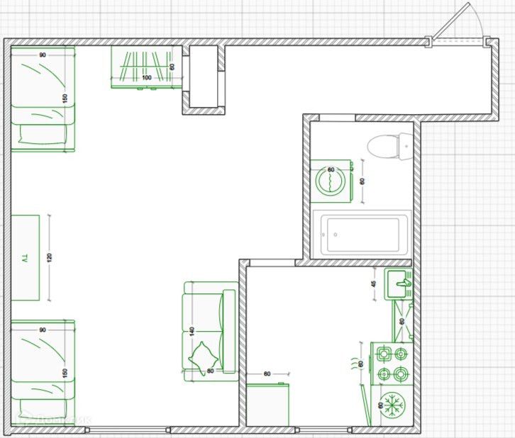 Продаётся 1-комнатная квартира, 32.8 м²