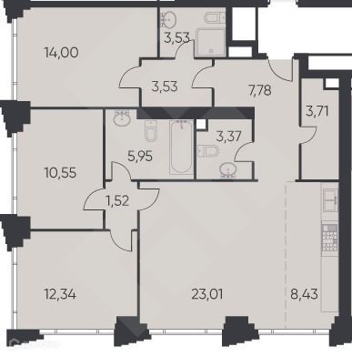 Продаётся 3-комнатная квартира, 98 м²