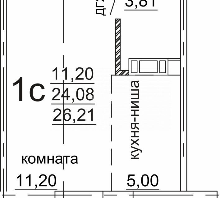 Продаётся студия, 24.08 м²