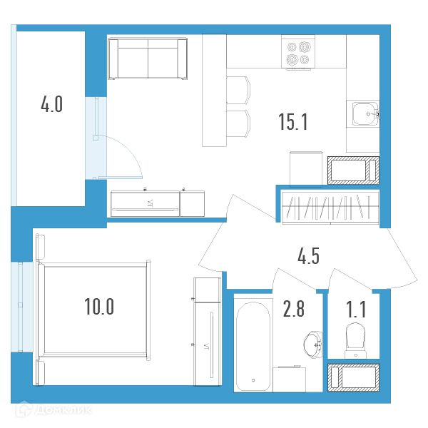 Продаётся 1-комнатная квартира, 35.5 м²