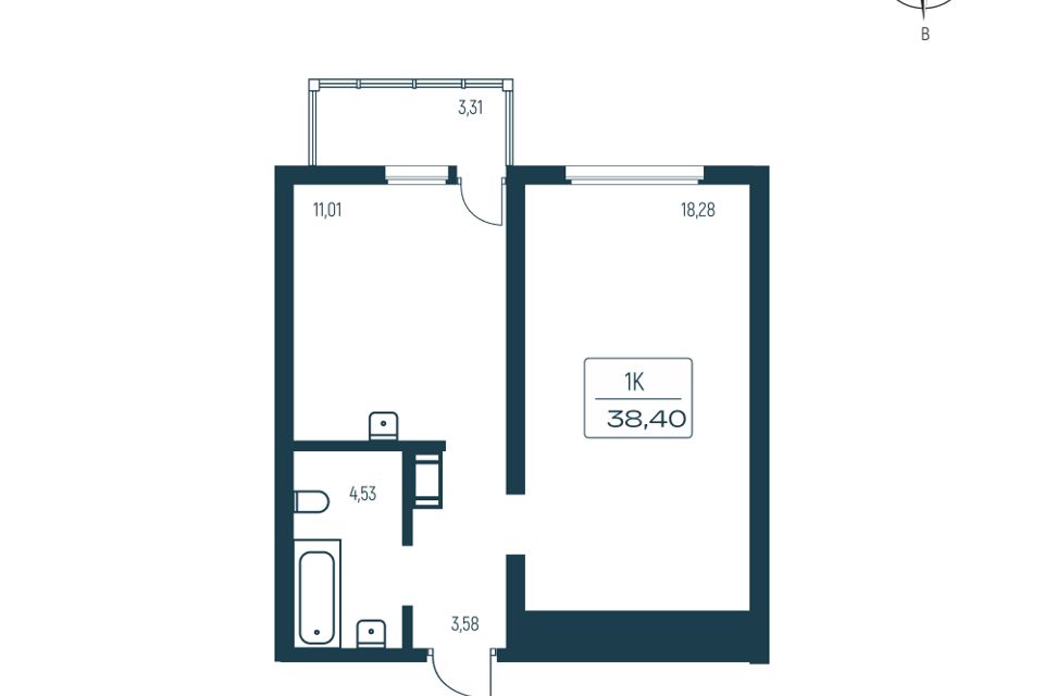Продаётся 1-комнатная квартира, 37 м²