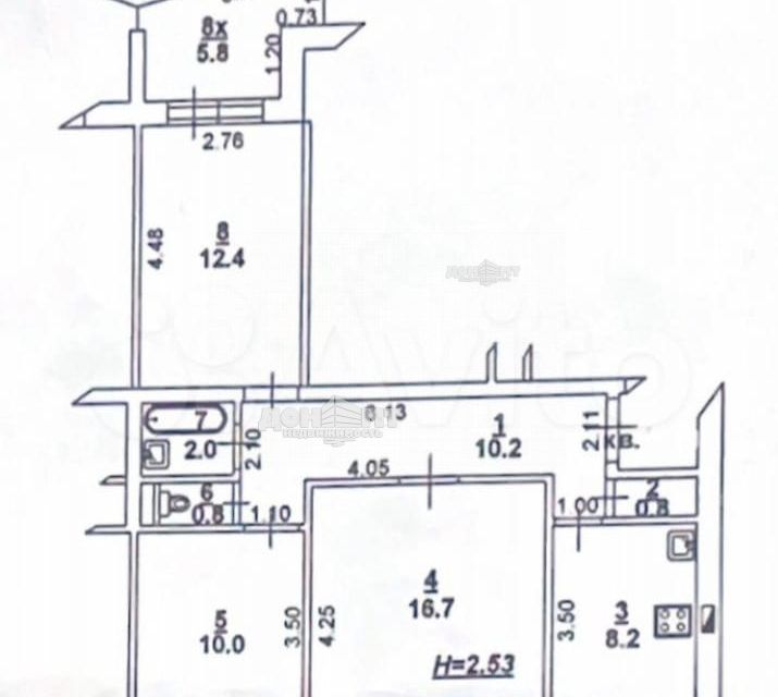 Продаётся 3-комнатная квартира, 67 м²