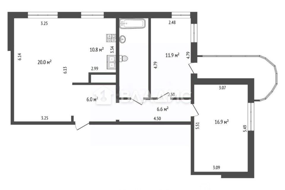 Продаётся 3-комнатная квартира, 85.2 м²