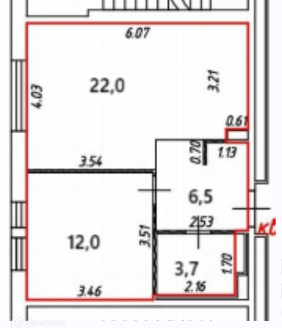 Продаётся 1-комнатная квартира, 44.2 м²