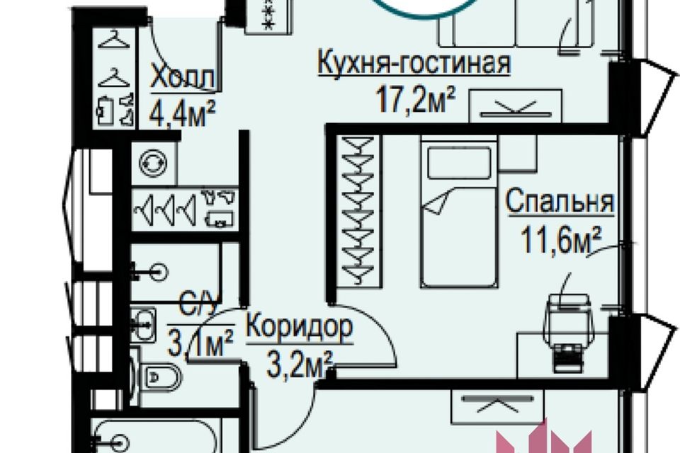 Продаётся 2-комнатная квартира, 58 м²