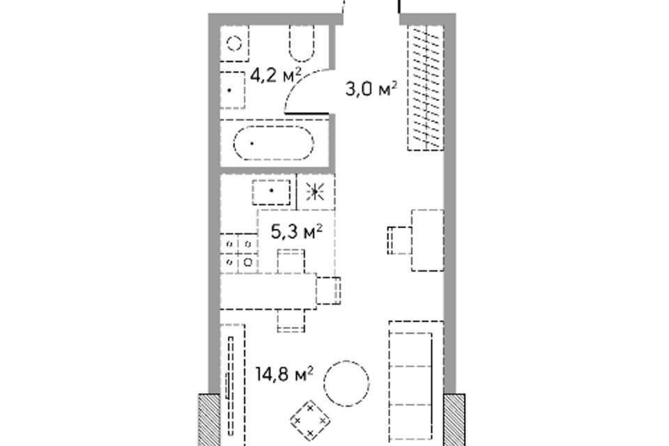 Продаётся студия, 27.3 м²