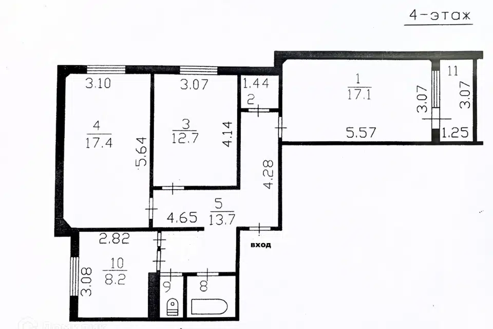Продаётся 3-комнатная квартира, 72.5 м²