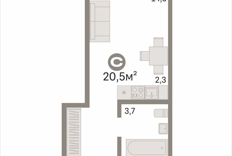 Продаётся студия, 20.5 м²