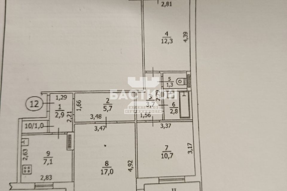 Продаётся 3-комнатная квартира, 73 м²