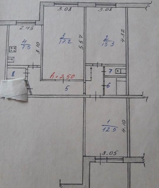Продаётся 3-комнатная квартира, 65.7 м²