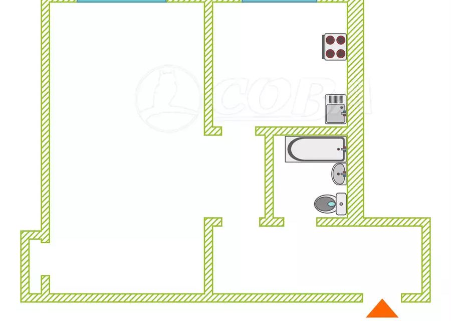 Продаётся 1-комнатная квартира, 32.5 м²