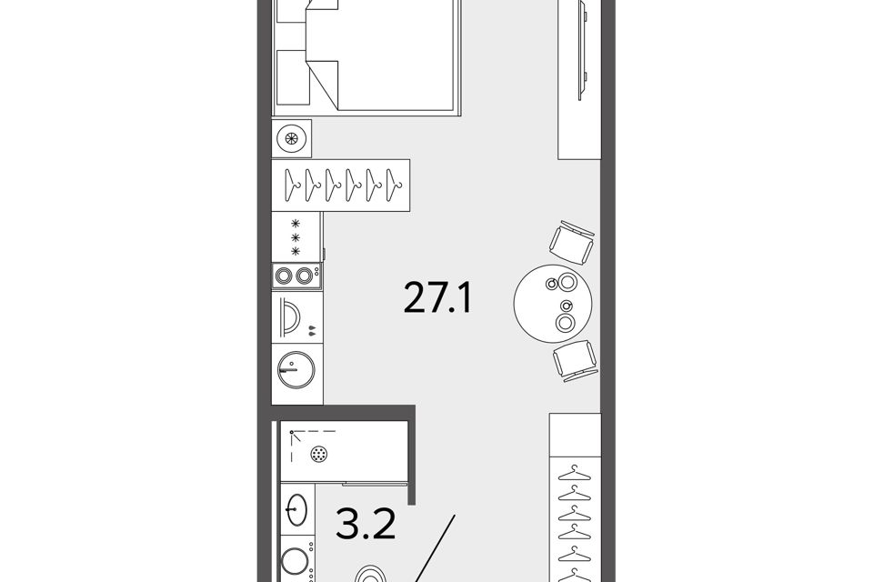 Продаётся студия, 30.3 м²